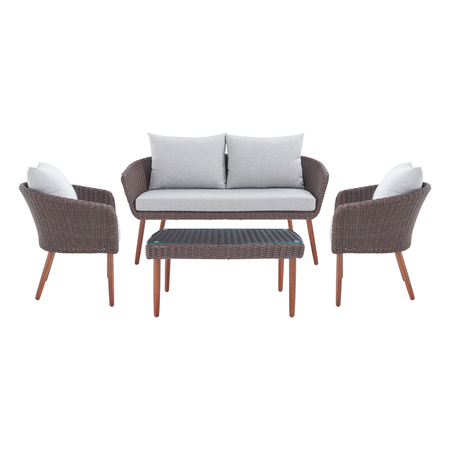 ALATERRE FURNITURE Wicker Outdoor Conversation Set, Coffee Table/2 Chairs/2-Seat Bench AWWB010203BB